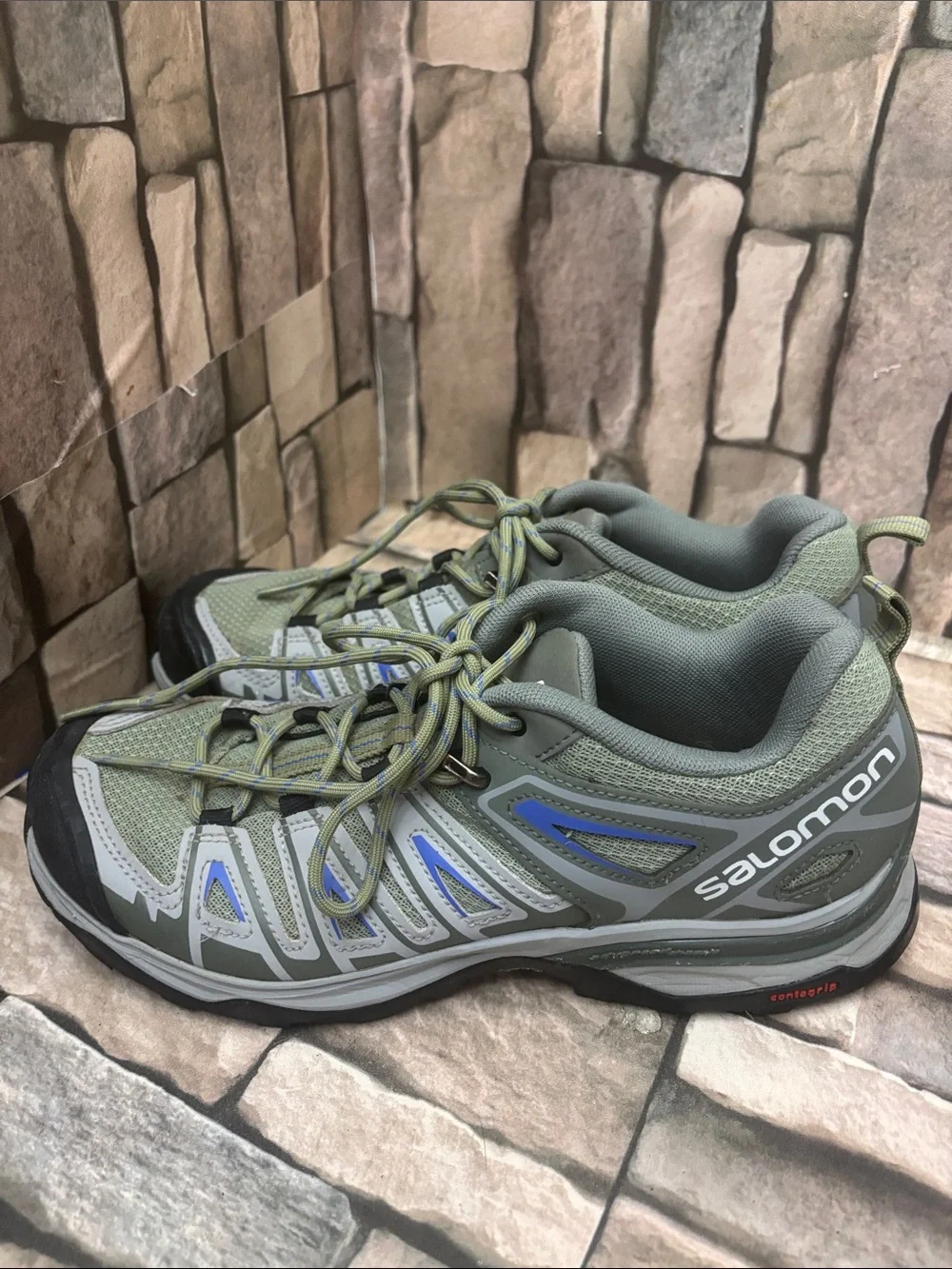 Salomon X Ultra Pioneer hiking shoes in the Oil Green